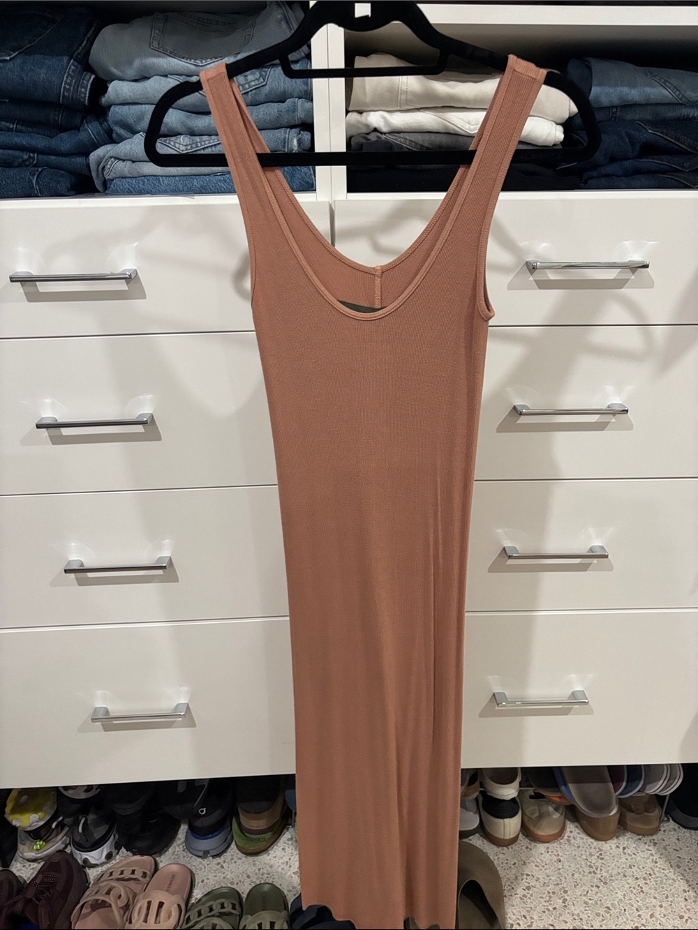 Enza Costa Sleeveless Scoop Maxi Dress in Rusty Rose